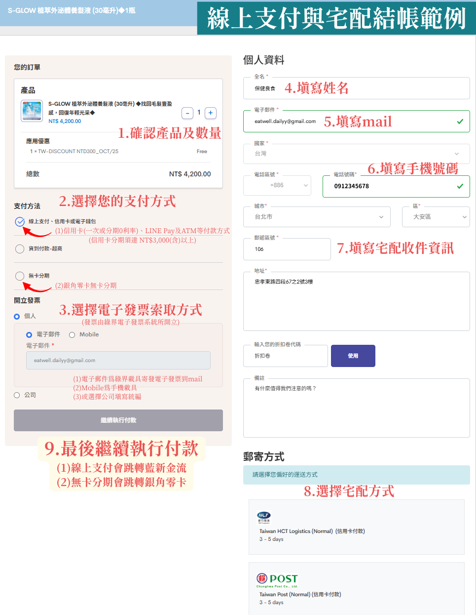 線上支付結帳範例